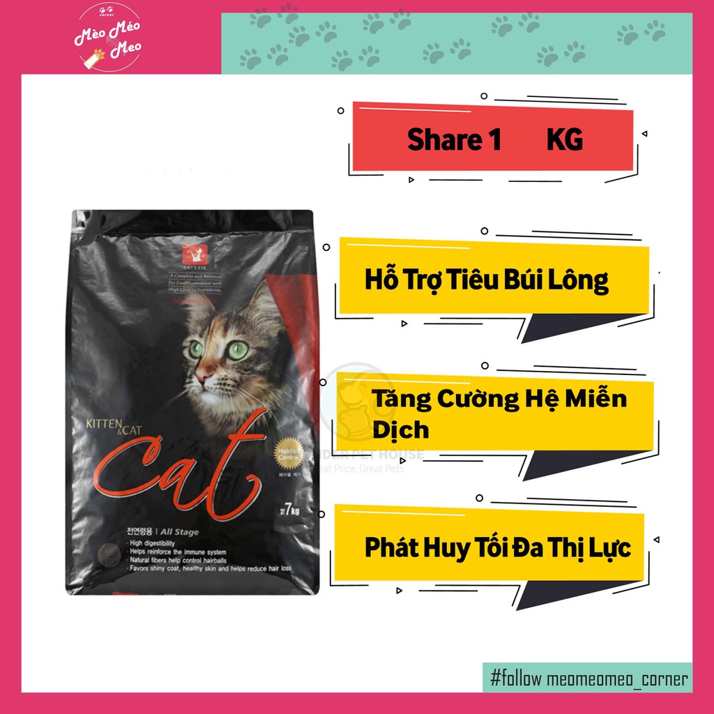 Thức ăn cho mèo hạt CAT'S EYE / Túi 1kg hạt siêu tiết kiệm / Cateye ( ƯU TIÊN SHIP TRONG Q.10 )