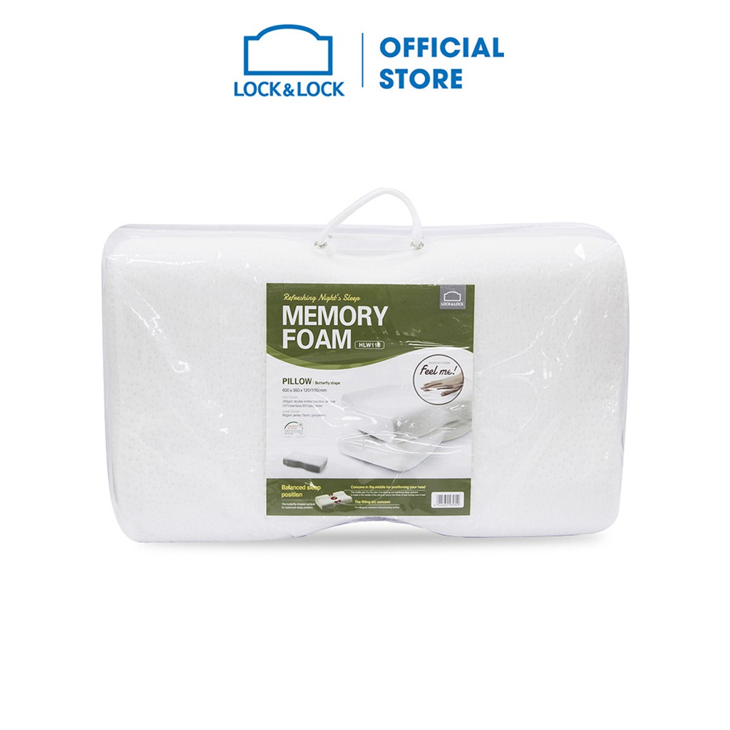 [Mã LIFEHL25 giảm 10% đơn 350K] Gối Memory Foam 50D Hình Bướm Lock&amp;Lock [HLW113] (60 x 35 cm) - Trắng