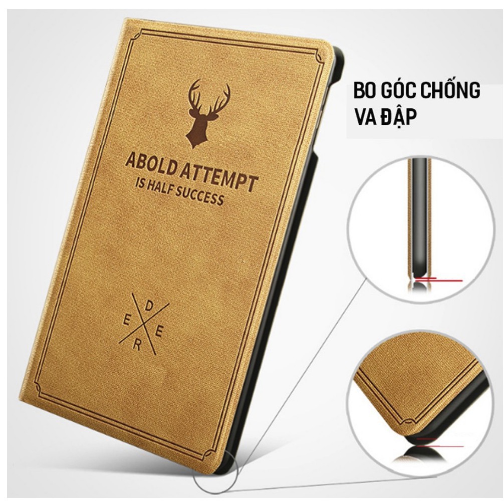 Bao chống xước iPad, Ốp iPad da lộn Dập Nổi Logo Đầu Hươu cao cấp