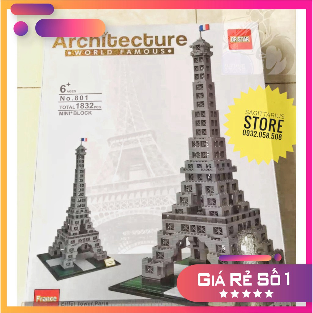 Lego DR.STAR 801 Lắp Ráp Tháp Eiffel - Paris ( 1832 Mảnh ) [Hot]