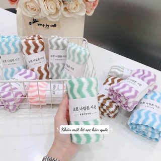 Set 10 khăn mặt Hàn kẻ, mềm mịn, thấm hút tốt 30x50cm
