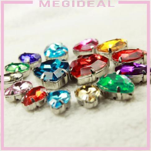 50 Chiếc Nút Đính Đá Acrylic Hình Giọt Nước Nhiều Màu 13x18mm