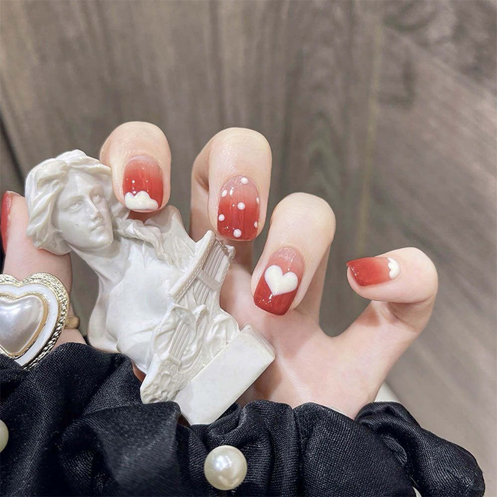 [Hàng mới về] Set 24 móng tay giả hình tròn/vuông có thể tháo rời