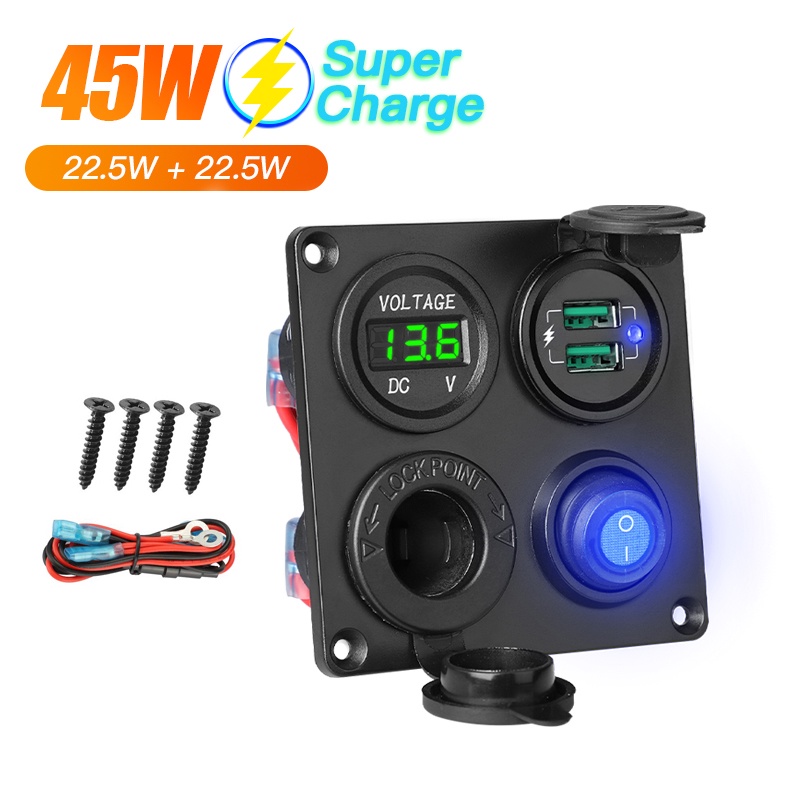 ⭐Cổ Phiếu Sẵn Sàng⭐Ổ Cắm Tẩu Sạc 4 Trong 1 12V 4.2A Cho Xe Hơi