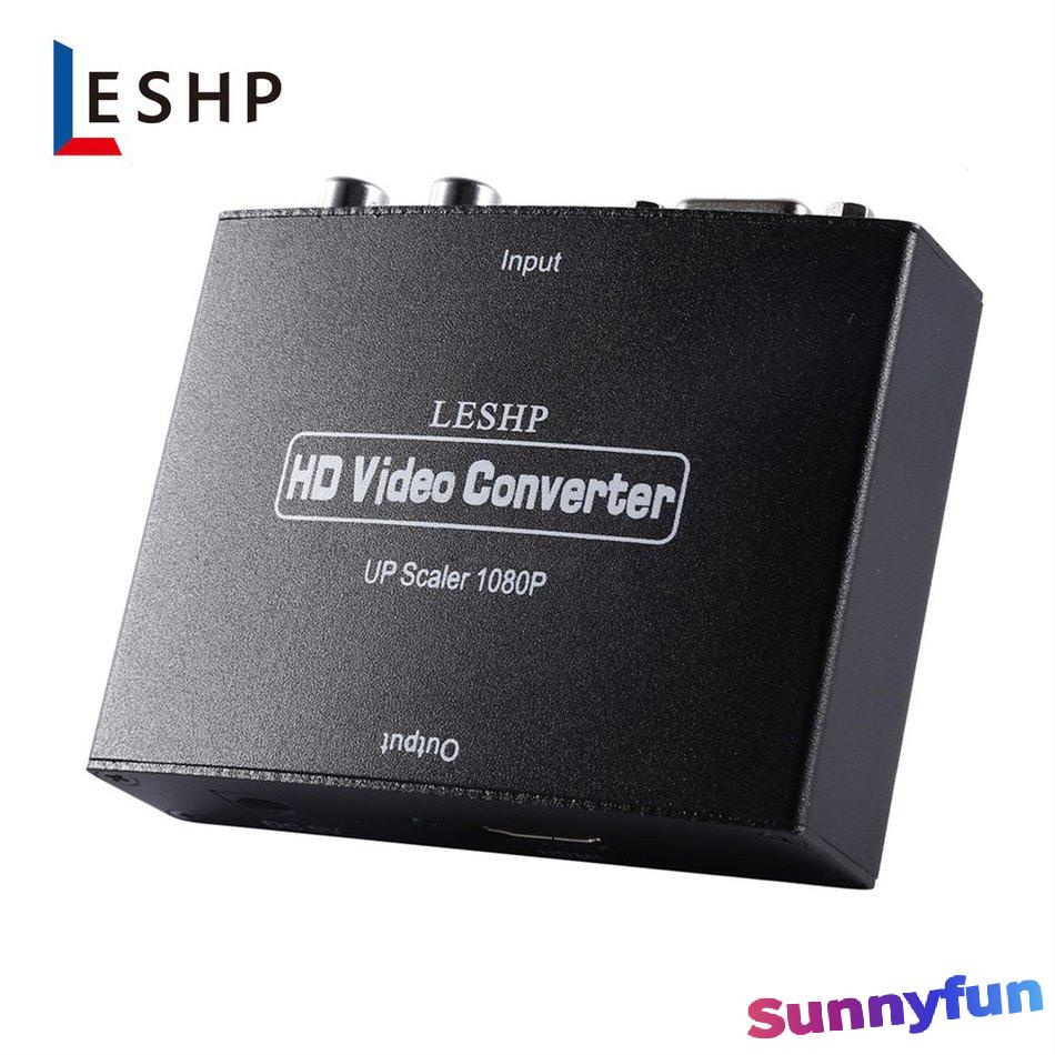 LESHP 1080P VGA 3.5mm Stereo Audio To HDMI-compatible Converter Box W/ Adapter sunnyfun