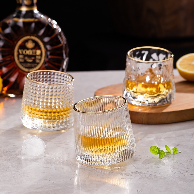 Ly thủy tinh, cốc thủy tinh cao cấp đế lồi, ly rượu ngoại họa tiết hiện đại trang trí đẹp The Greenery