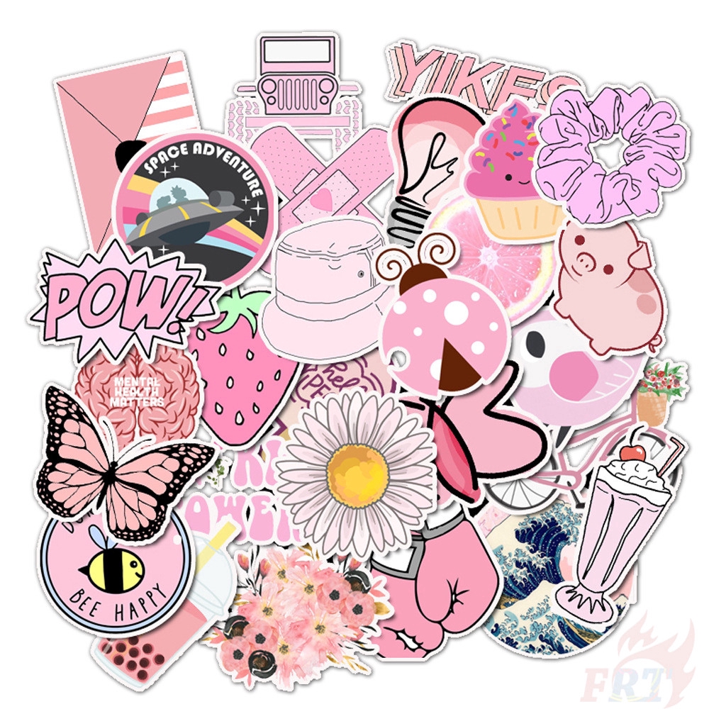 ❉ VSCO： Pink Romantic Series 02 - GirlGang Cozy Graffiti Stickers ❉ 50Pcs/Set Mixed Fashion DIY Luggage Laptop Skateboard Doodle Decals Stickers