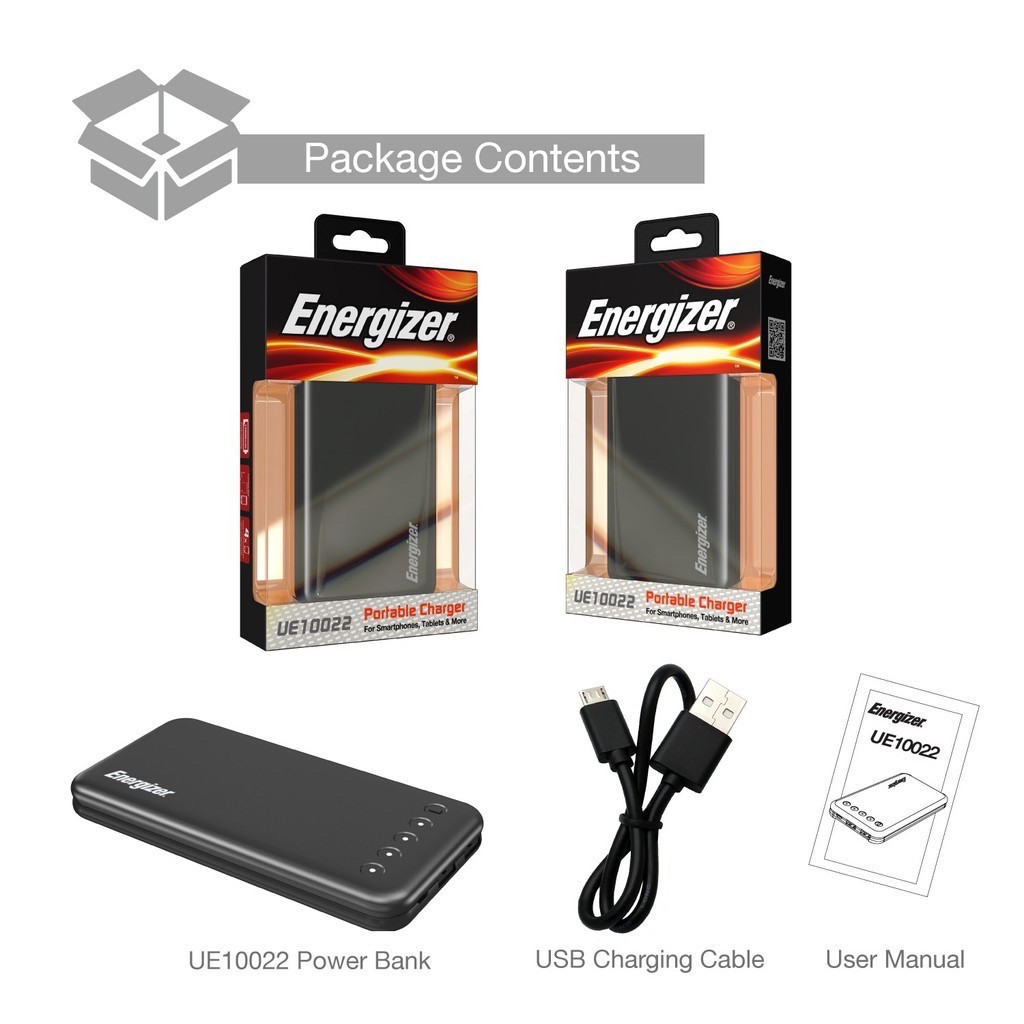 [New full box] - Pin sạc dự phòng Energizer UE 10022 10,000 mAh 2 cổng sạc - Bảo hành 1 đổi 1