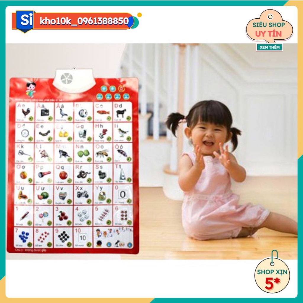 Bảng chữ cái và chữ số tiếng Việt điện tử biết đọc treo tường cho bé