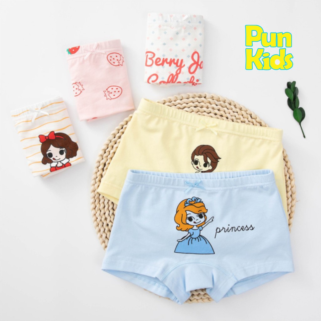 Set 5 Quần Lót Cotton Bé Gái Thời Trang Công Chúa Nhiều Màu Ngỗ Nghĩnh Size Từ 1-12 Tuổi