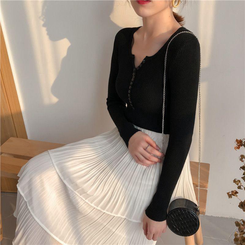 Áo len dài tay cổ chữ V thời trang cho nữ | BigBuy360 - bigbuy360.vn