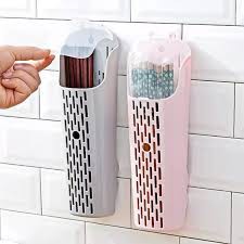 Hũ ống đựng đũa muỗng dán tường nhà bếp không cần khoan tường, ống đũa có nắp đậy, có khe thoát nước