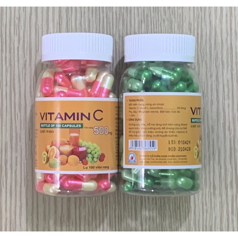 VITAMIN C 500mg Vinaphar - Lọ 100 viên - Tăng sức đề kháng, tăng độ bền cho mạch máu