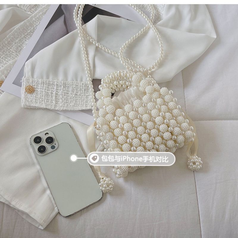 Túi xách tay, đeo chéo kết hạt cườm ngọc trai sắc màu tươi xinh