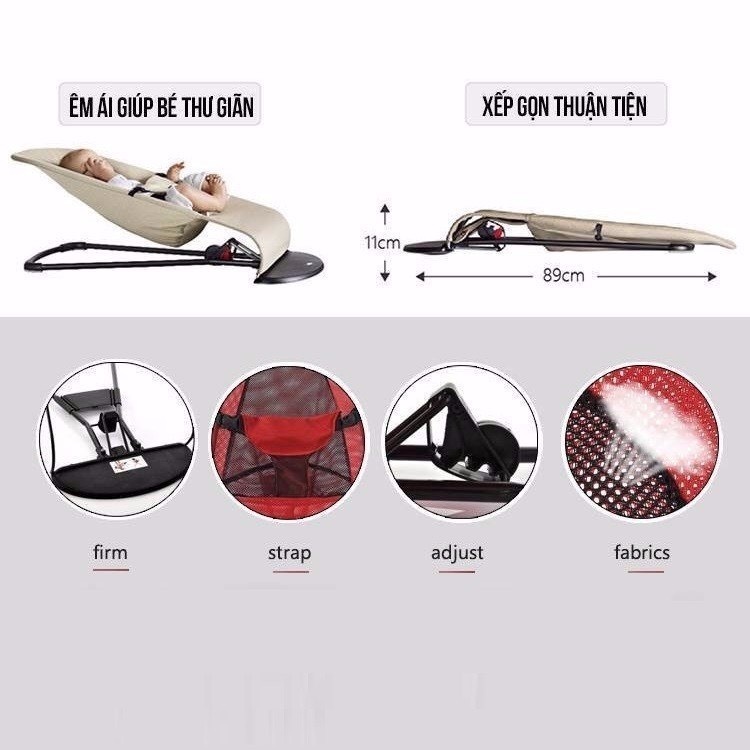 Ghế rung nhún cao cấp đa năng cho bé tặng kèm thú treo + gối đầu