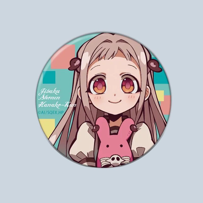 (1c) Huy hiệu cài áo in hình JIBAKU SHOUNEN HANAKO KUN ver THỎ HỒNG COSPLAY anime chibi