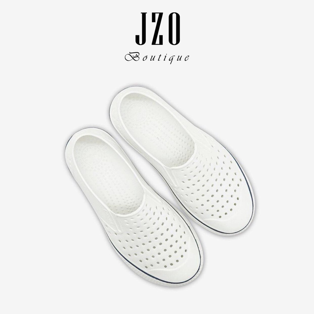 [Chính hãng - Phom nhỏ] Giày nhựa URBAN nam nữ đi mưa đi biển D2201 - Trắng viền xanh