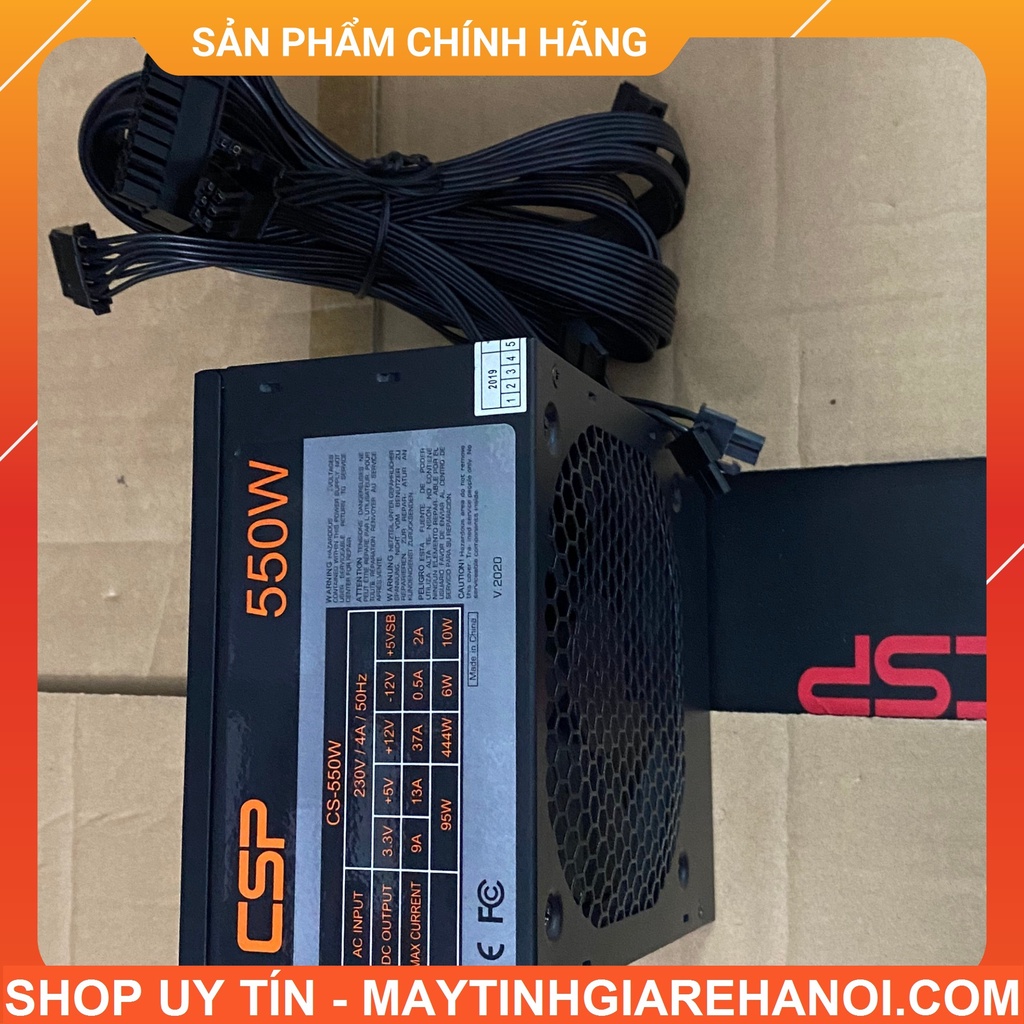 Nguồn 550w công suất thực có chân nguồn 8pin cho CPU, có 2 chân nguồn phụ 8pin chạy vga khủng hiệu CSP new full box