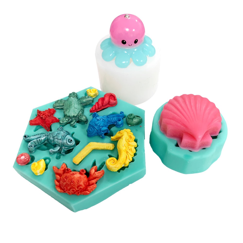 Khuôn Silicone Tạo Hình Làm Xà Phòng Hình Vỏ Sò/Bạch Tuộc DIY