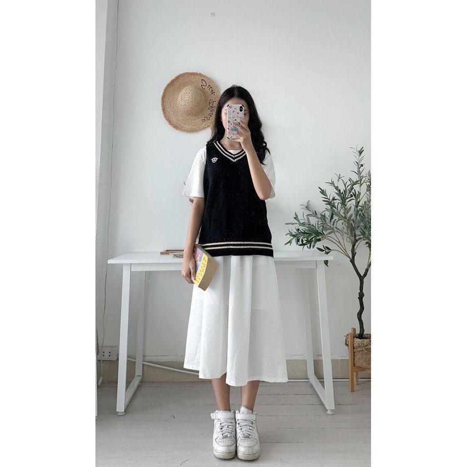 Chân Váy Đũi Túi Hàn Xòe Thụng Ulzzang Có Túi Siêu Hot