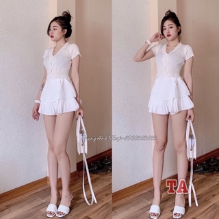 Áo len cổ tim dáng croptop hot hit
