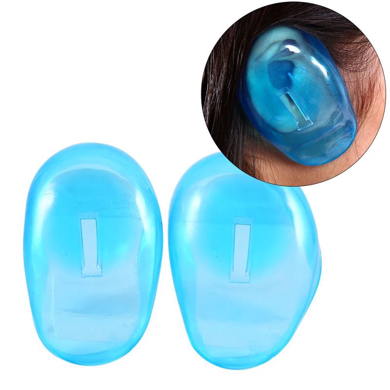 [READY STOCK] Bộ 2 miếng bịt tai bằng nhựa chống nhuộm màu xanh dương