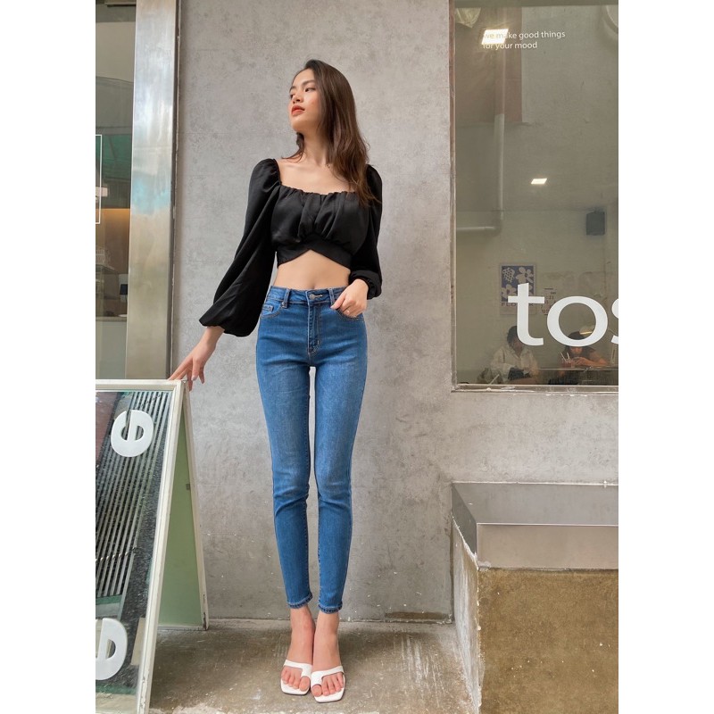 Quần jean nữ skinny dài, skinny thêu LUCETFASHION, quần bò nữ