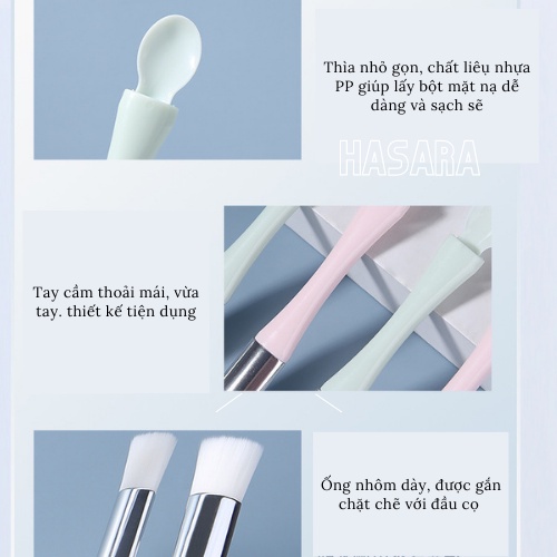 Cọ quét đắp mặt nạ hai đầu chuyên dụng, chổi đắp mặt nạ, đầu cọ quét lông tơ mềm HB0525- Hasara