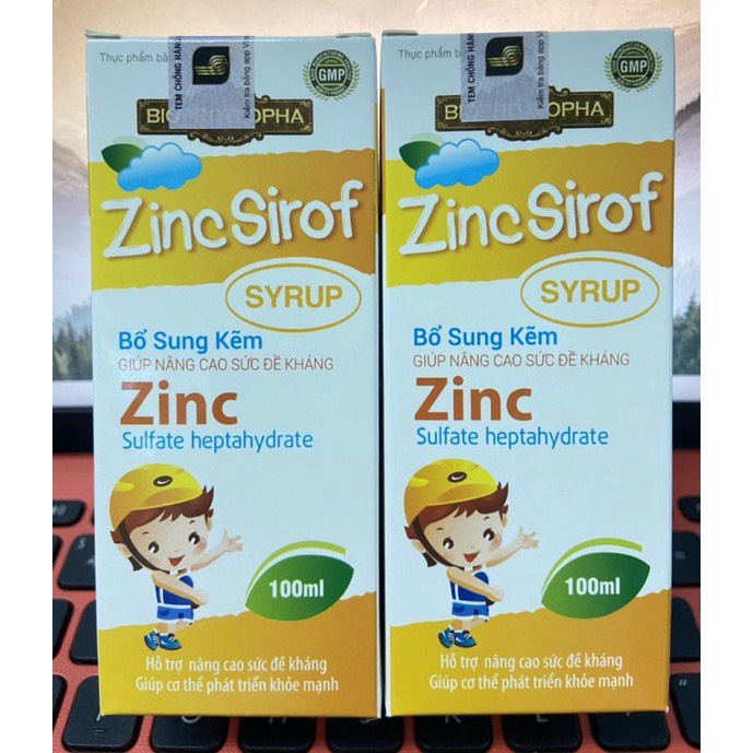 Siro Zinc Sirof Bổ Sung Kẽm Giúp Nâng Cao Sức Đề Kháng,Giúp Cơ Thể Phát Triển Khỏe Mạnh.Chai 100ml.