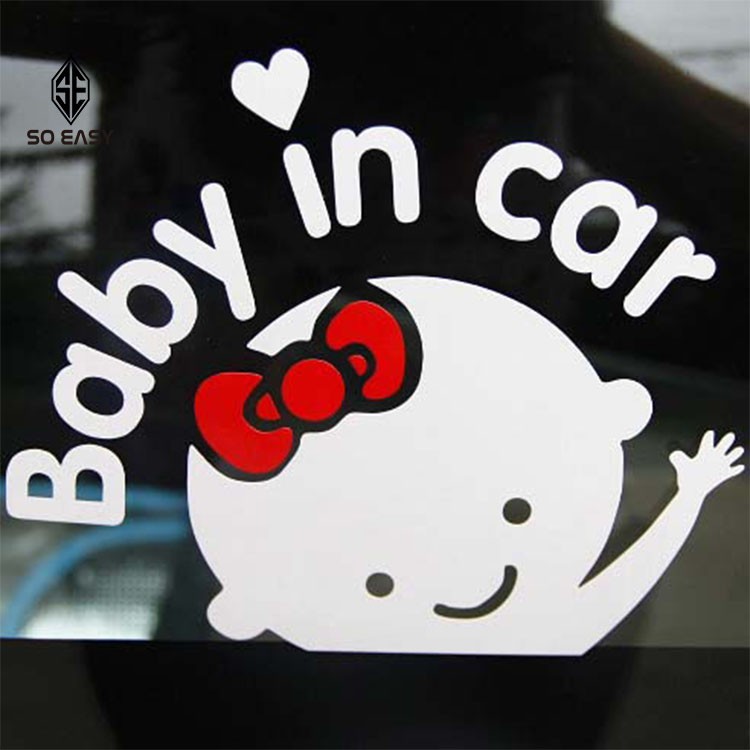 Decal dán trang trí hình EM BÉ - BABY IN CAR sticker dễ thương tạo sự cảnh giác cho xe hơi, ôtô, xe khách, xe tải _EX009