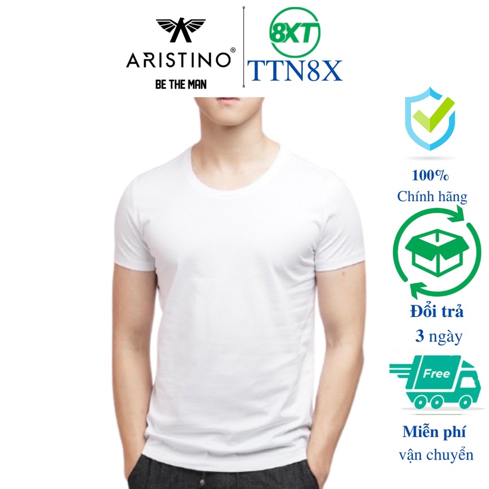 áo thun nam, áo lót nam ngắn tay 100%COTTON⚡ARISTINO⚡ không cổ mềm mịn, thấm hút mồ hôi tốt, không bai nhão - AC22