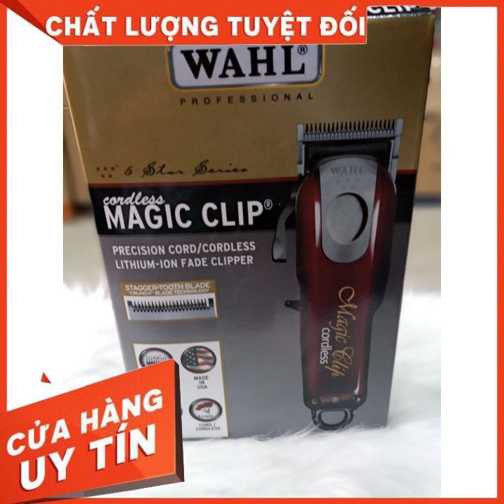 Tông đơ cắt tóc WAHL CORDLESS MAGIC CLIP CHÍNH HÃNG NỘI ĐỊA TRUNG  siêu bén lưỡi kép bằng thép chuyên dụng cho salon