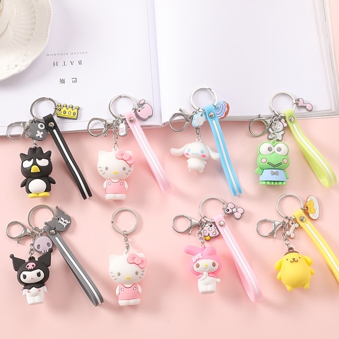Sanrio Móc Khóa Gắn Búp Bê Mèo Hello Kitty / Ếch / Purin Melody Dễ Thương Sáng Tạo Làm Quà Tặng