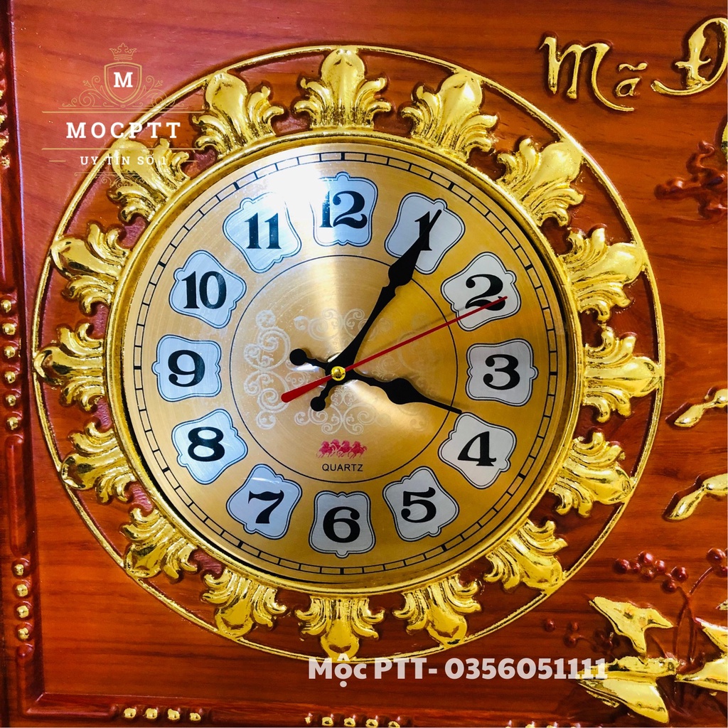 Tranh Đồng Hồ Mã Đáo Thành Công gỗ Hương Nam Phi kích thước 81 x 41 x 3 cm trang trí nhà cửa , treo tường
