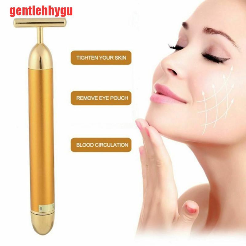 [gentlehhygu]Gold Roller Vibrating Facial Massager Slimming Facial Skin Beauty Bar Pulse Face