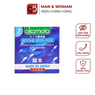 Bao cao su Okamoto Siêu mỏng Tăng cường Bảo vệ 7 Tầng Beyond Seven Hộp 3 Cái CON316