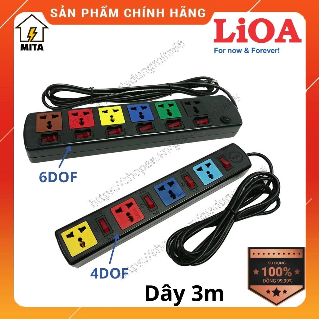 Ổ cắm điện LiOA đa năng 4 lỗ và 6 lỗ mỗi ổ 1 công tắc dây dài 3m 4DOF 6DOF - MITA