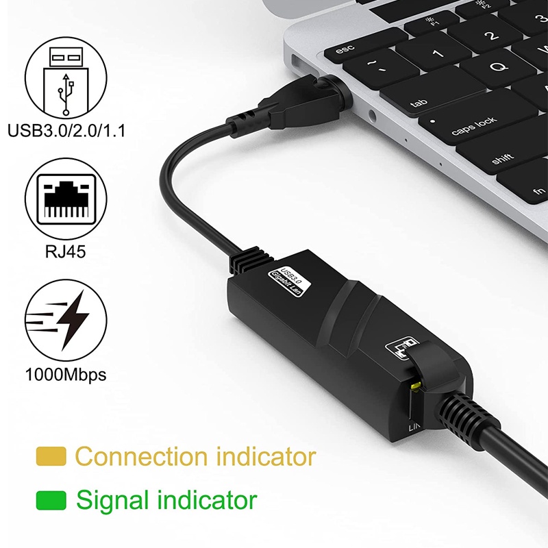 Bộ chuyển đổi USB 3.0 sang RJ45 10/100/1000 Gigabit Ethernet LAN tương thích Windows 10/8.1/8/7/XP/Vista Mac OS