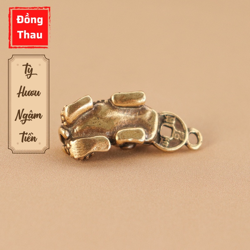 Tượng Nhỏ Phong Thủy Bằng Đồng Kiểu Dáng Tỳ Hươu Ngậm Tiền, Đem Lại May Mắn Tài Lộc, Trưng Bày