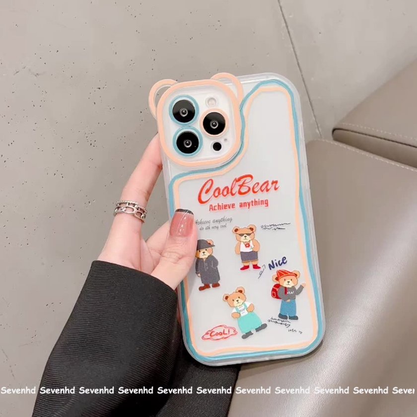 Ốp Điện Thoại Họa Tiết Gấu Hoạt Hình Cho iPhone 13 12 11 Pro Max Xs Max Xr X 7 8 6 6s Plus
