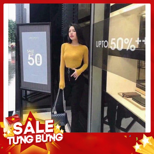 -HÀNG NHẬP KHẨU Áo Thun Body Dài Tay Korea Nữ 🌸 Phông dáng ôm trơn màu Đen | Trắng | Vàng | Nâu ulzzang sexy SIÊU HOT