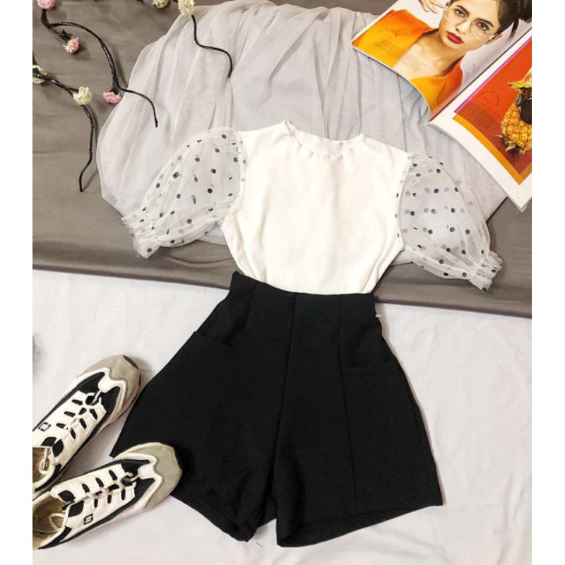 áo croptop phối tay ren | BigBuy360 - bigbuy360.vn