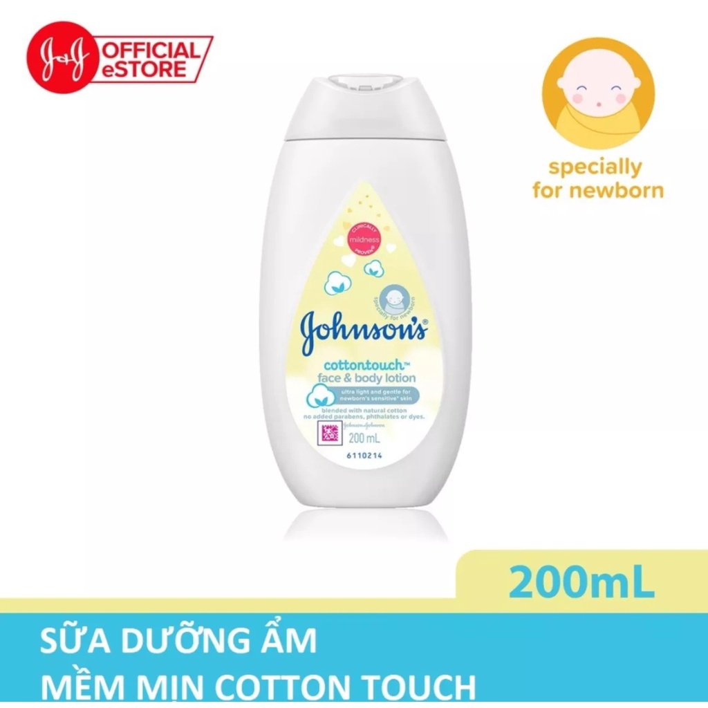 Sữa dưỡng ẩm cho em bé Johnson's baby mềm mịn cotton touch face and body lotion 200ml