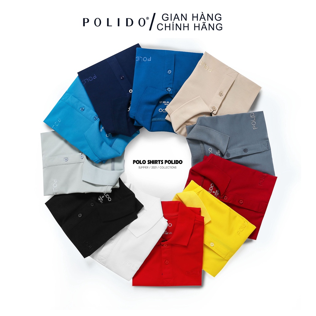 Áo Polo Nam Trơn Thêu Chữ POLIDO Vải Cotton Co Giãn Form Slimfit Trẻ Trung