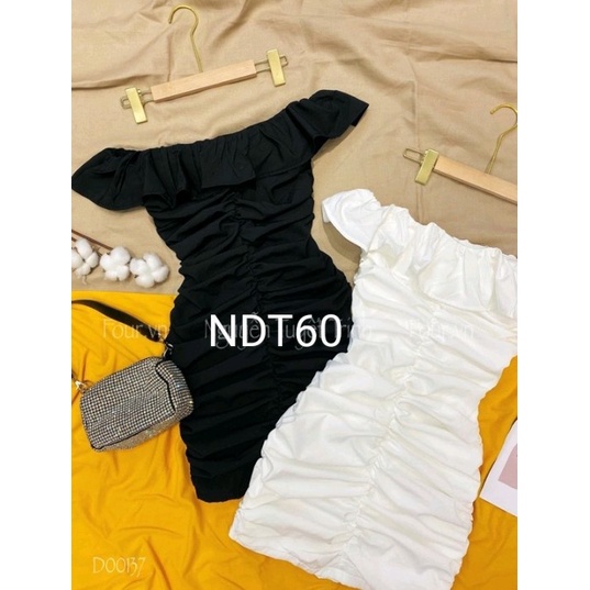 Đầm nhún ôm body bẹt vai viền bèo chất thun Borip xịn Cam Kết Hàng Y Hình Kèm Ảnh Thật Chính Chủ ( Size từ 40-53kg )