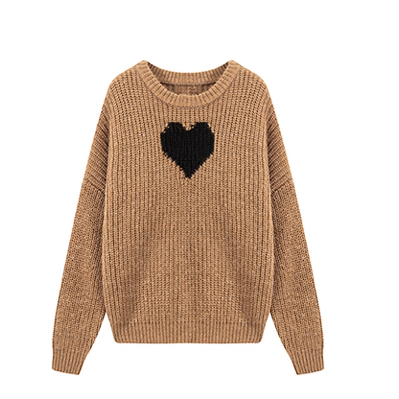 Porozi  Áo Sweater Tay Dài Cổ Tròn Họa Tiết Trái Tim Phong Cách Hàn Quốc Thời Trang Cho Nữ
