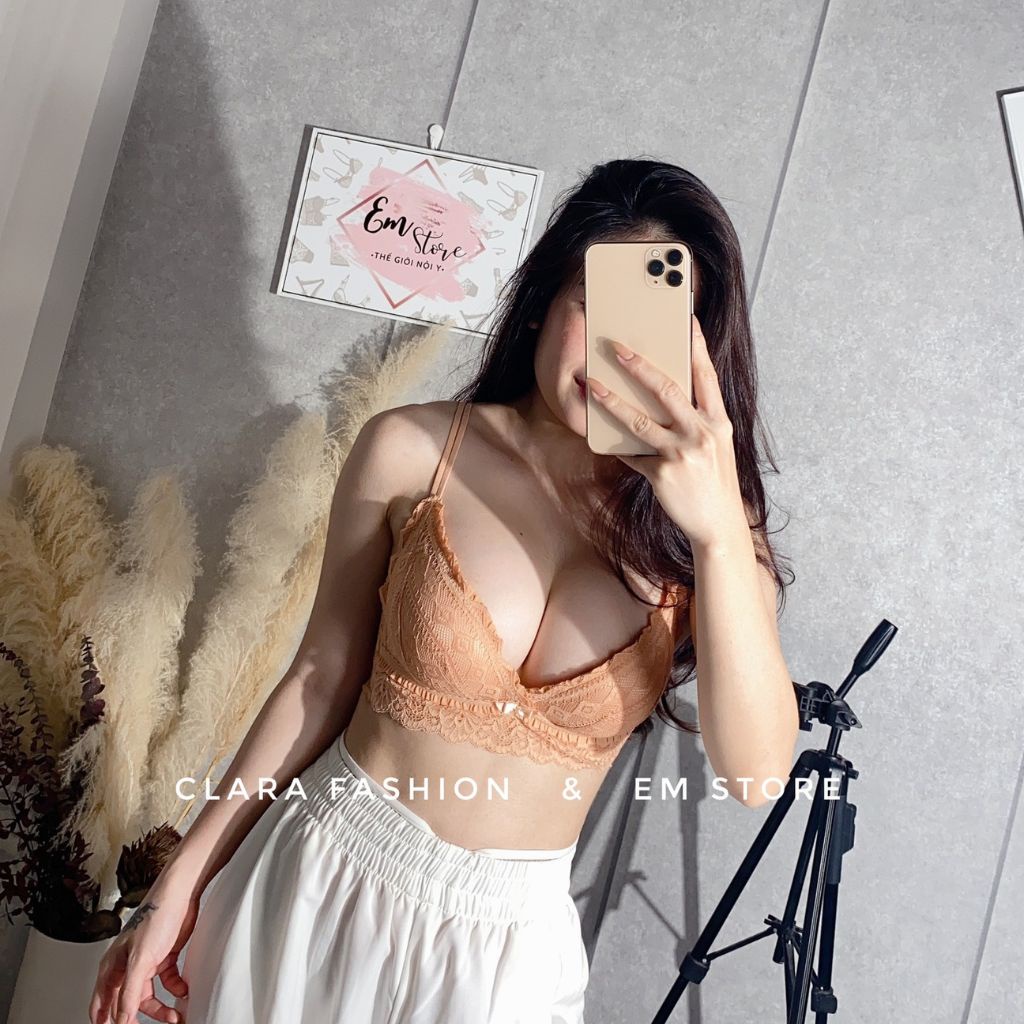 Set Đồ Lót Nữ Ren Không Gọng Mút Đệm Dày Nâng Ngực Siêu Gợi Cảm V8