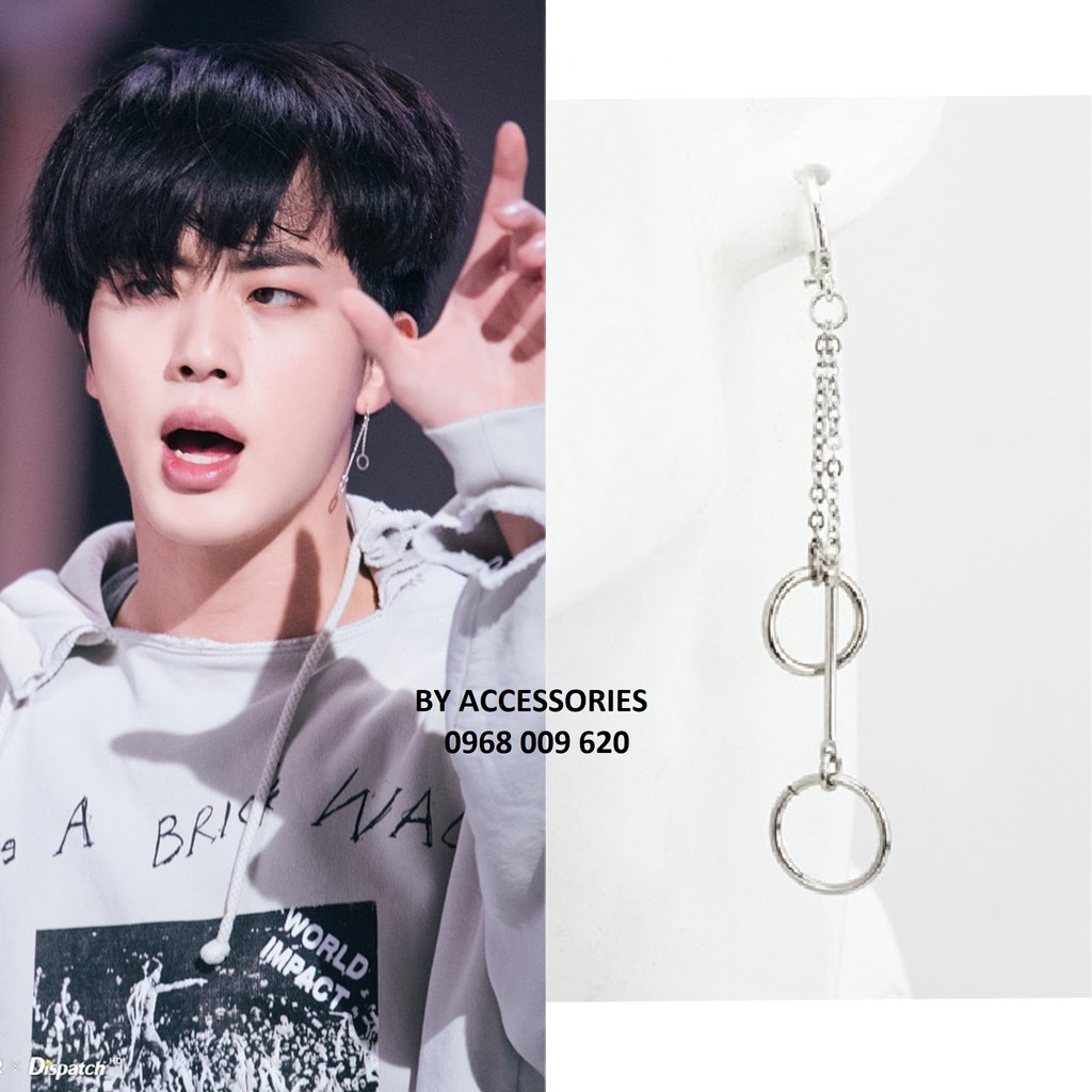 Khuyên tai titan unisex Jin BTS không gỉ