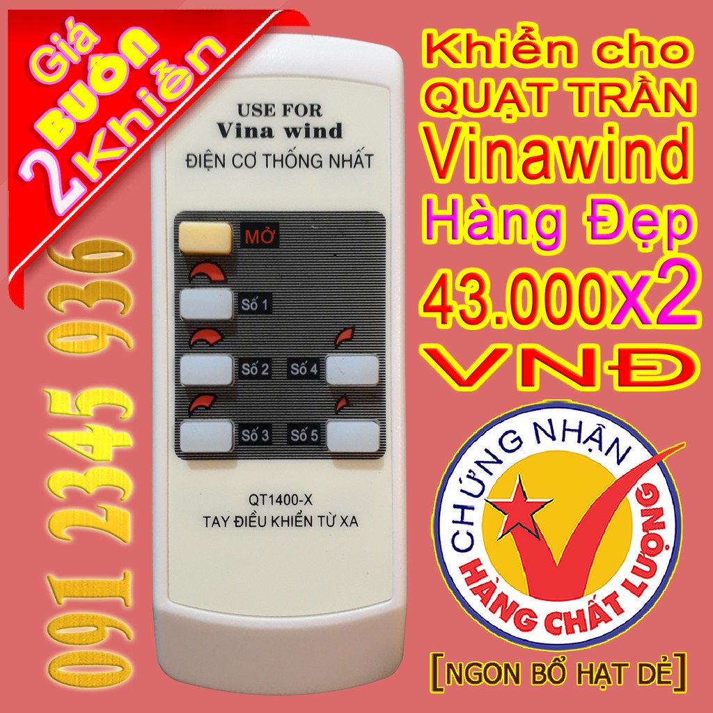 Điều khiển Vinawind "HÀNG ĐẸP" cho Quạt Trần tươi mát (Giá BUÔN 2 Điều khiển)