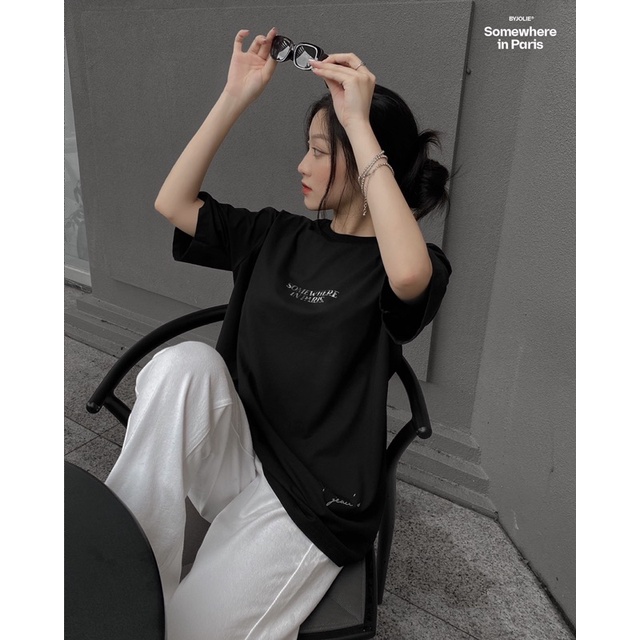Áo phông wash SOMEWHERE IN PARIS chất cotton form suông unisex nam nữ